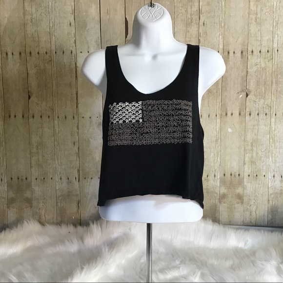 NWOT Embroidered Flag Crop Top - Picture 3 of 6